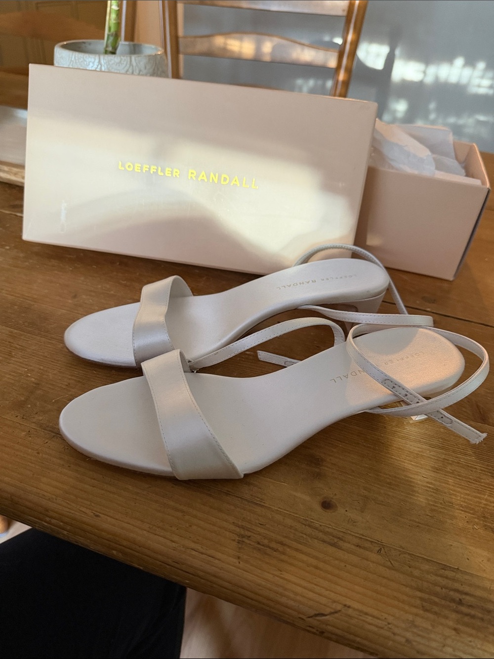 Loeffler Randall Cream Satin Slingback Sandals